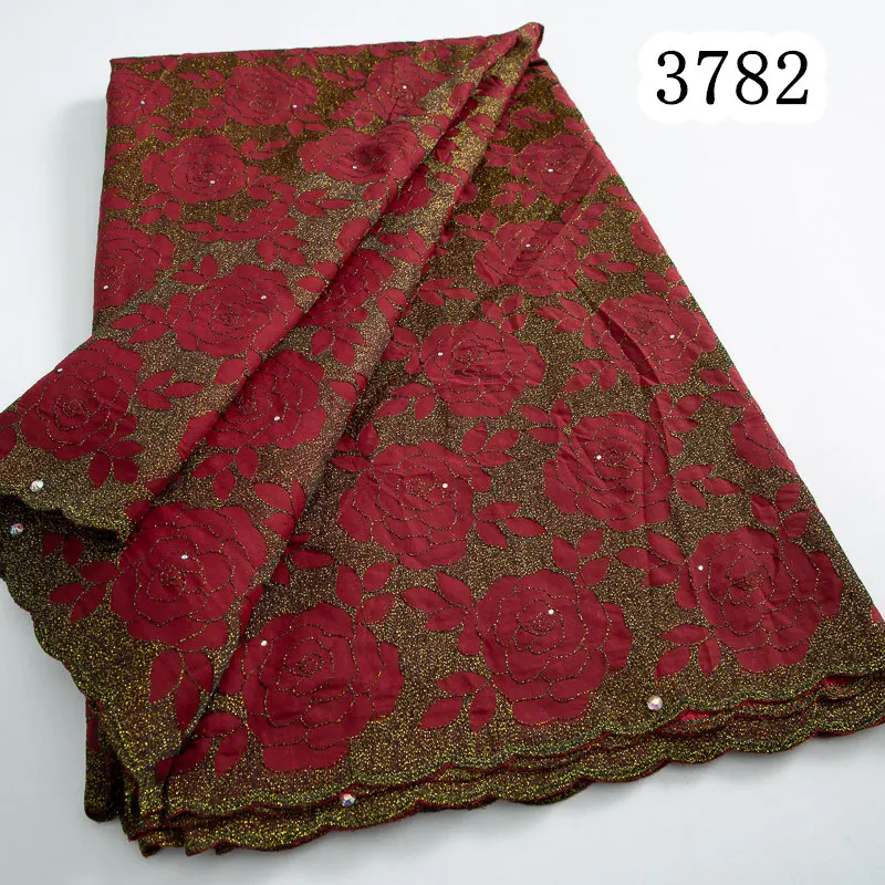 3782 African Cotton Lace Fabric Rose Pattern Swiss Voile Dubai Austria Nigeria Cotton Lace For Women Wedding Evening Party Dress