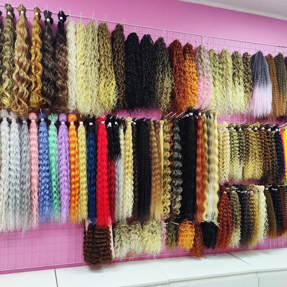 Super Long 30 Inch Water Wave Synthetic Crochet Braids Kinky Curly Passion Twist Hair Bundles Protein Fiber Hair Extensions