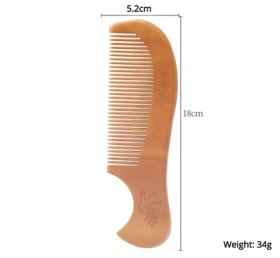 13Styles Natural Peach Wood Comb Anti-Static Handcrafted Fine Tooth Comb Massage Head Classic Comb Hair Styling Hair Care Tool