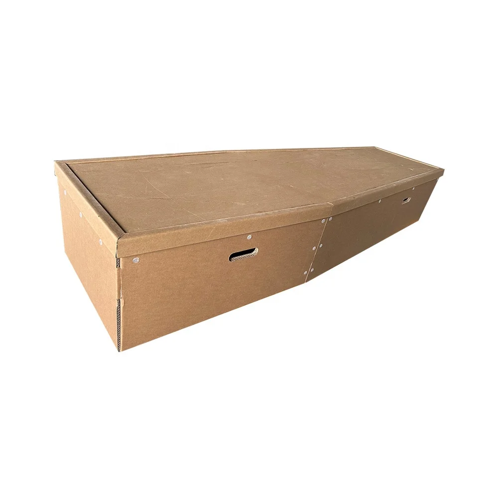 European Style Portable Cardboard Coffin for Adult Urns Easy Shipping MDF Wood Paper Casket for Funeral Homes Cremation Ashes