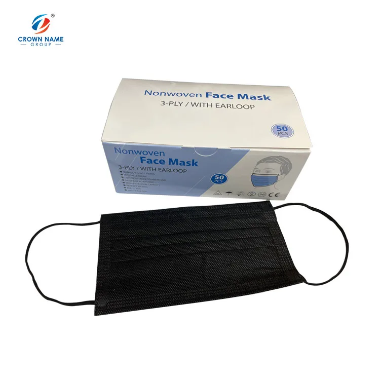 OEM Non Woven Surgical 3 Ply Disposable Black Face Mask