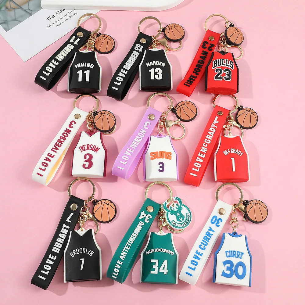 Wholesale Wrist Straps Keychain 3D Car Pendant Bag Backpack Key Ring Chain PVC Rubber Football Keychain