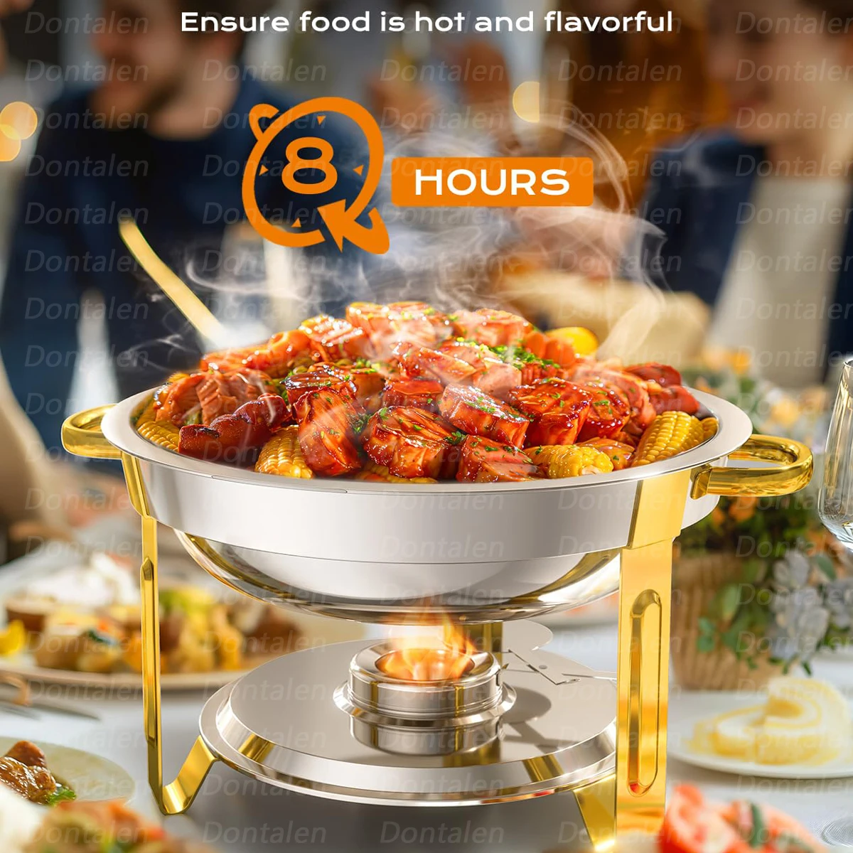 4pcs Set Simple Round Saving Alcohol Stove Food Warmers Buffet Chafing Dishes Food Display Warmer Dual Use Of Hot And Cold