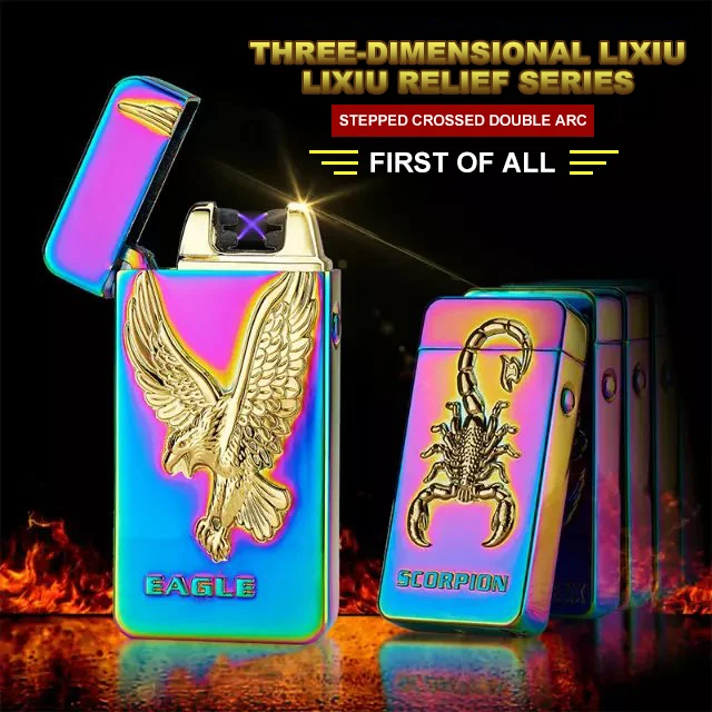 JL 603 Electric Lighter USB Rechargeable Windproof Plasma Lighter with Battery Indicator for Fire, Cigarette Unique pattern