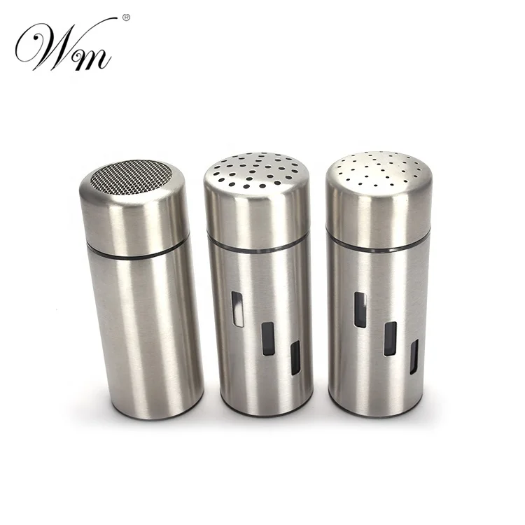 Stainless steel salt and pepper shaker Coffee cocoa powder shaker Spice Tins