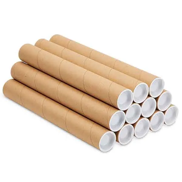 Recyclable 2 inch diameter round poster packaging single mailing shipping tubes paper cardboard mail tubes with caps