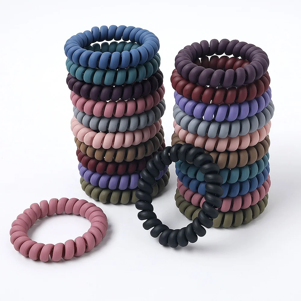 
Hot Selling Women Fashion Spiraled Rubber Band Elastic Telephone Hair Ties 