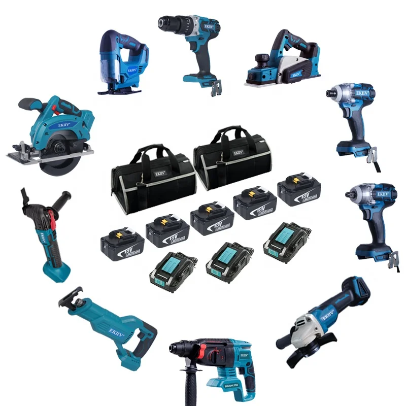 EKIIV Portable 21V Brushless Cordless Lithium Battery Tool Set for Cutting and Grinding-Drill Tool Set