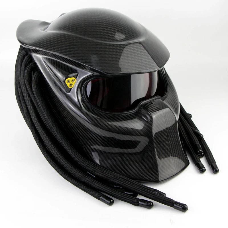 Soman SM957 Carbon Fiber Full Face Motorcycle Helmet Predator Style Casco with Laser red Light