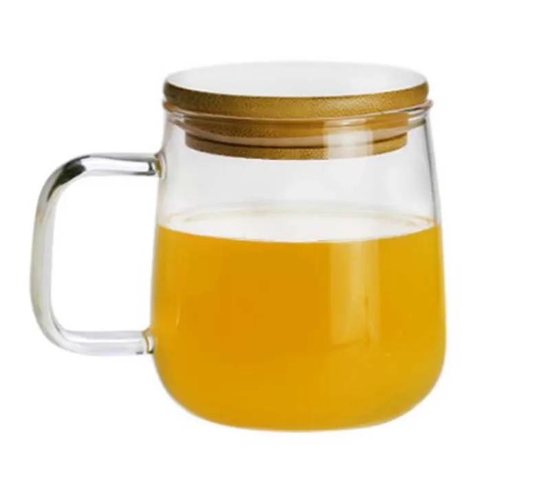 Tea Cups Kits Tea-leaf Brewing System Thickened Glass Cups with Tea Infuser Basket and Lid