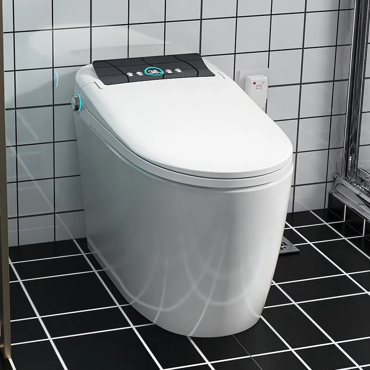 High tech 2021 tankless 110V/220V s p trap auto flush sensor wc intelligent automatic toilet bowl smart toilet with bidet