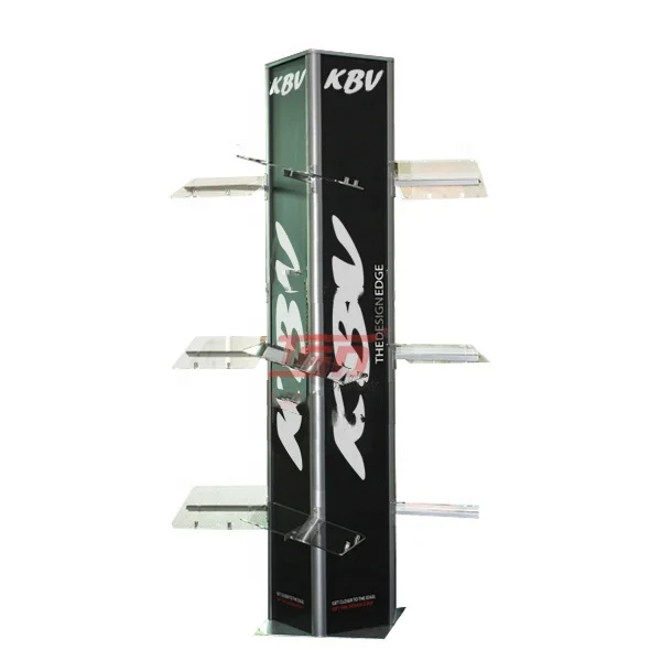 Metal Floor Standing Retail Pos Displays Rack for Motorcycle Helmet