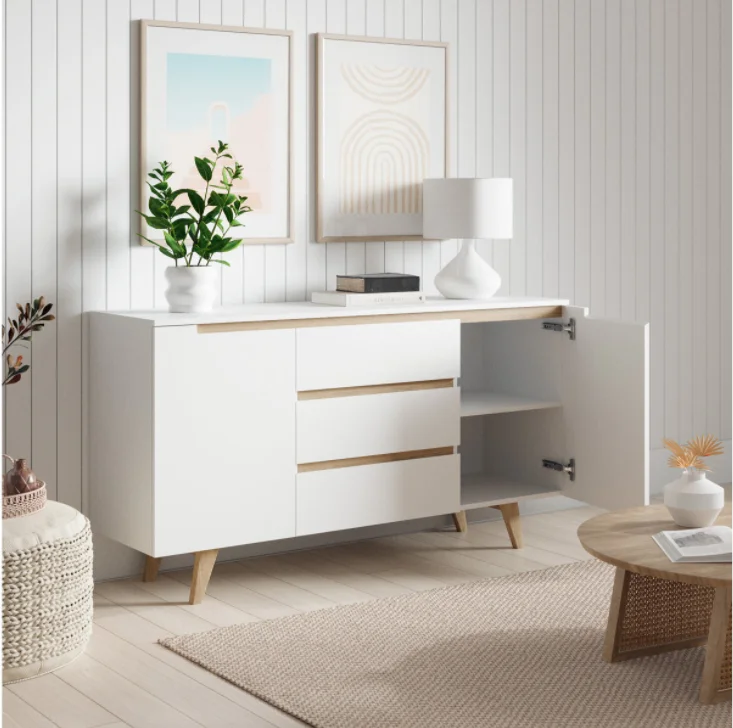 Белый Скандинавский современный деревянный буфетный шкаф с Дубовыми ножками
