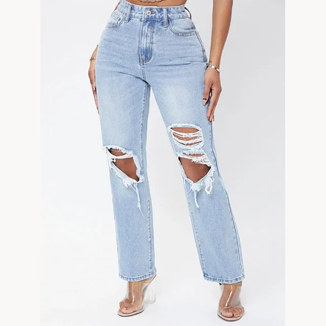 New Design Hip Lifting High-End Custom Fashionable Basic Casual Pencil Denim Pant Boyfriend Jeans For Women