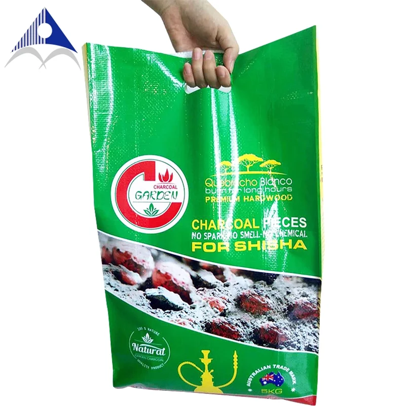laminated pp woven packing bags for bbq charcoal firewood hardwood lump charcoal briquettes 25kg bag
