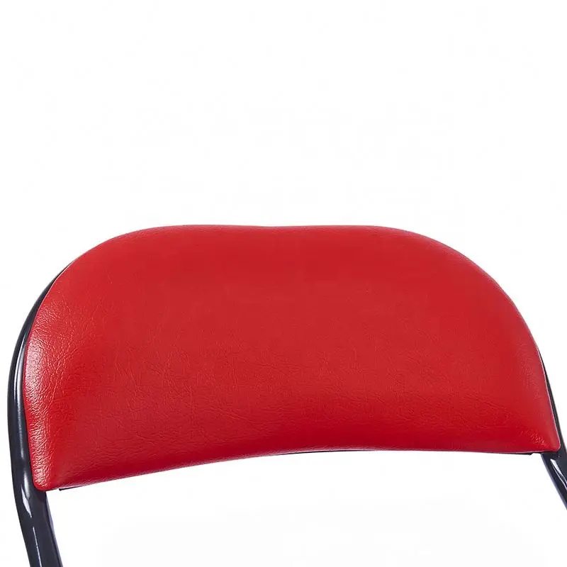 Modern Fashion Office Padded Seat Cushion Iron Tube Frame Minimalist Style Metal Folding Chairs
