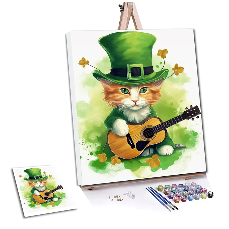 Wholesales Animal Paint By Numbers Guitar Cat Diy Painting By Numbers Canvas Painting Custom Paint By Numbers For Adults