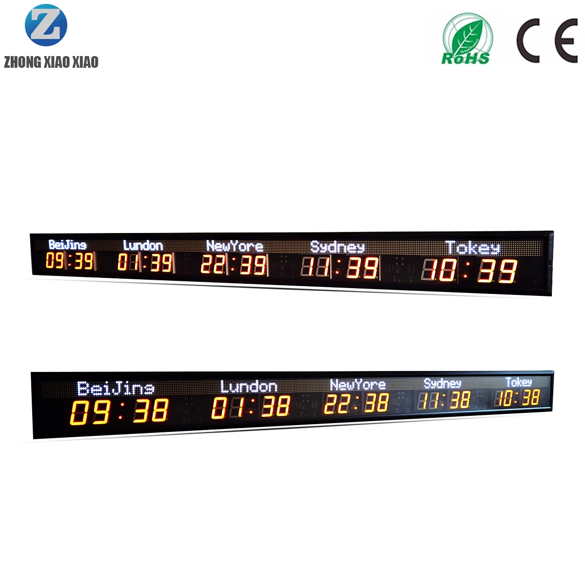 Zhongxiaoxiao Brand 5 Time Zone Clock Gps Led  Electric Timer Multi Zone Clock Wall Mount Digital Clock