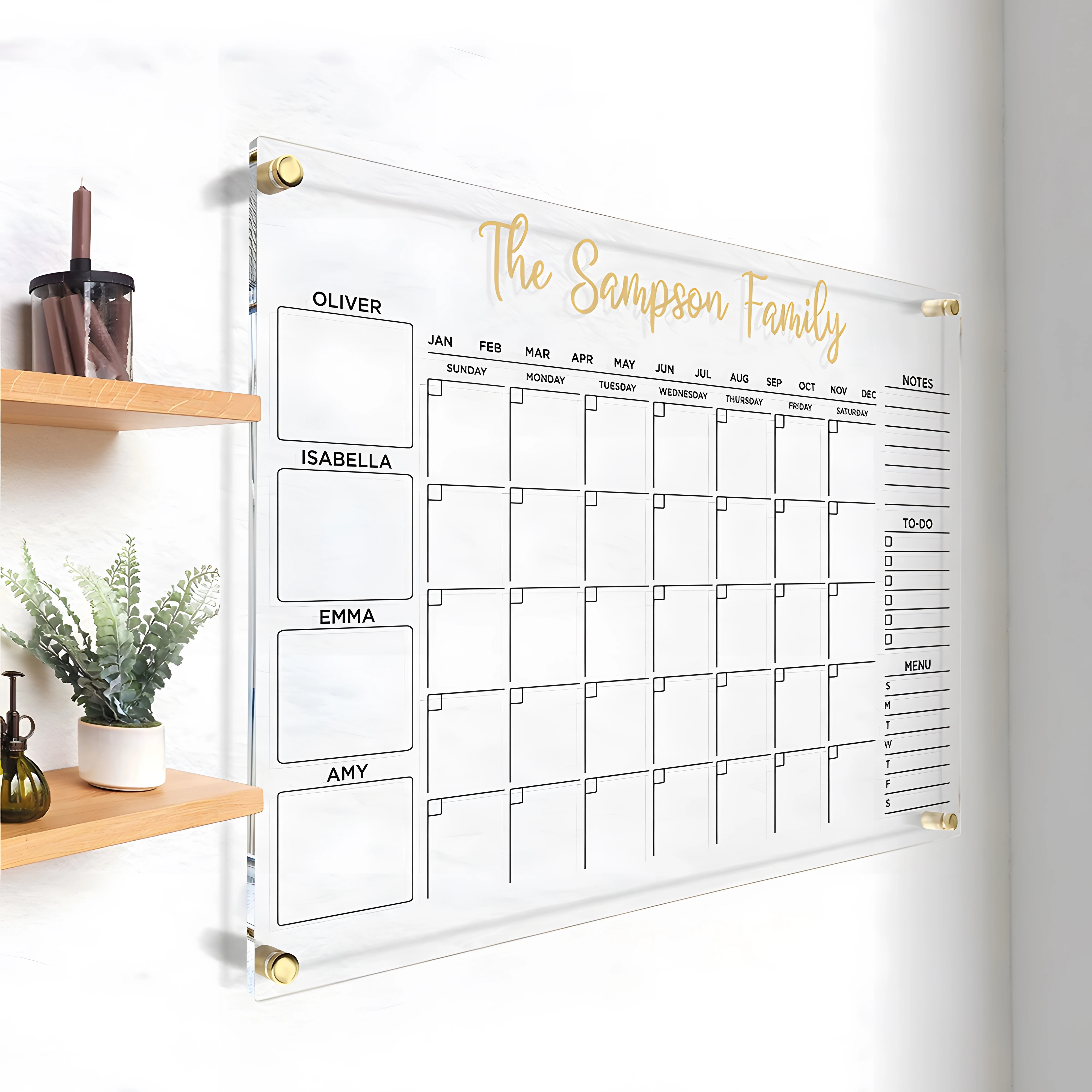 Custom Wholesale 3mm 5mm Clear Acrylic Dry Erase Notice Board Desktop Table Calendar Planner Stand Automotive Plastic Material