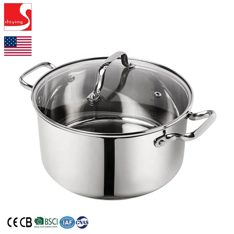 SY-Kitchenware Stainless Steel Dishwasher Safe Induction Dutch Oven Cookware 5 Quart Silver casserole cooking pot