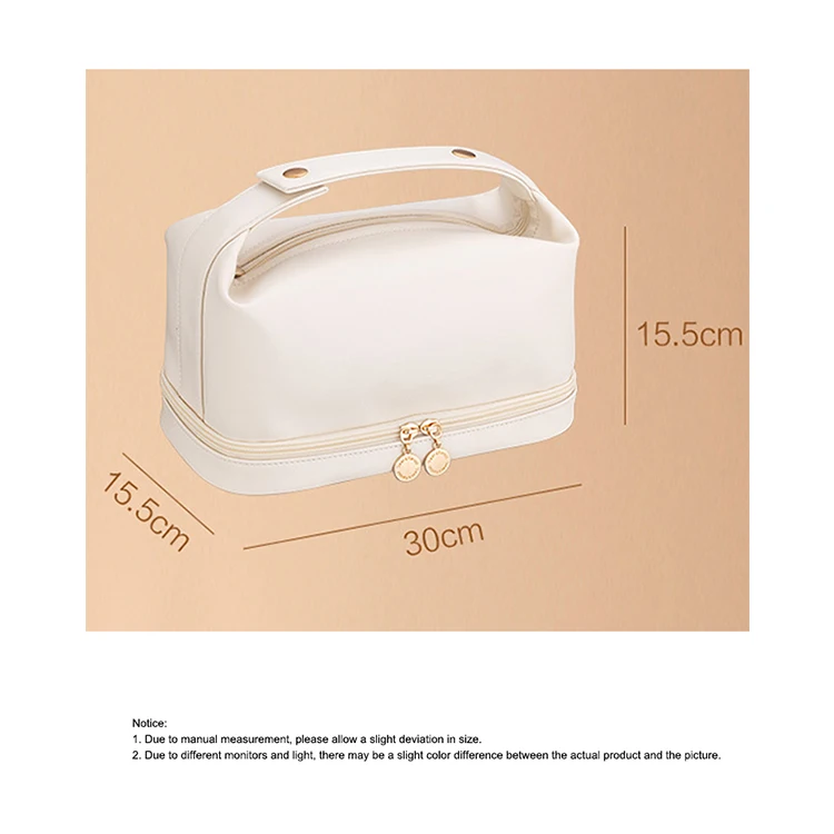 Large Capacity Soft PU Ins Style Makeup Bag Portable Waterproof Toiletry Punch Cosmetic Bag for Women