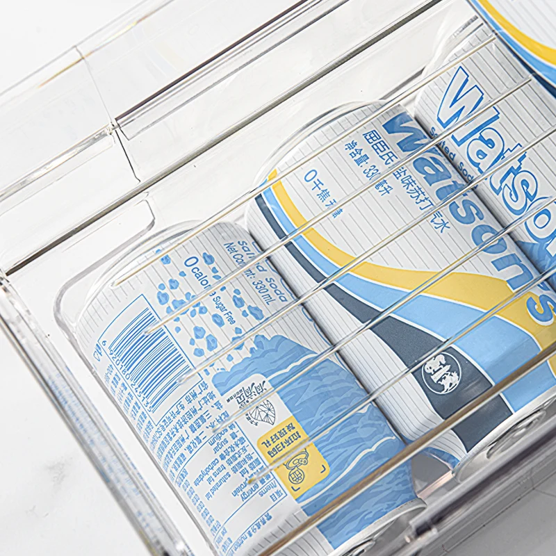 Pack Refrigerator Organizer Bins Can Dispenser Storage Holder Soda Beverage Canned Food Container Bin Clear Plastic Pantry
