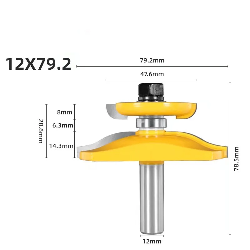 3PCS 12mm Shank Ogee Rail & Stile Backcutter Router Bit Dia44.5 Raiser Panel Woodworking Milling Cutter Wood Tenon Bits