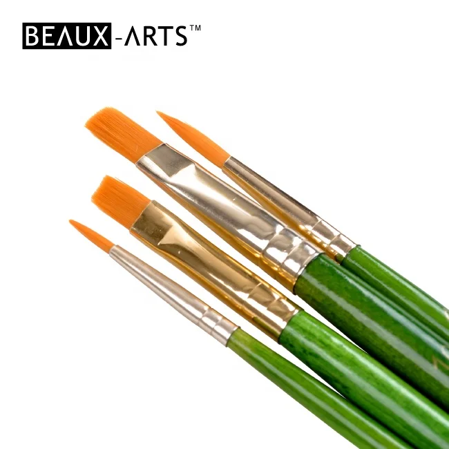 Art Artist Paint Brush Set Value Pack with Golden Nylon Hair With Short Green Handle  for Students Brush Set