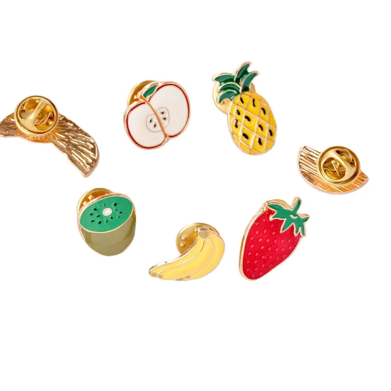 Custom Cute Fruit Brooch Watermelon Strawberry Mango Apple Banana Pineapple Kiwi Avocado enamel pin