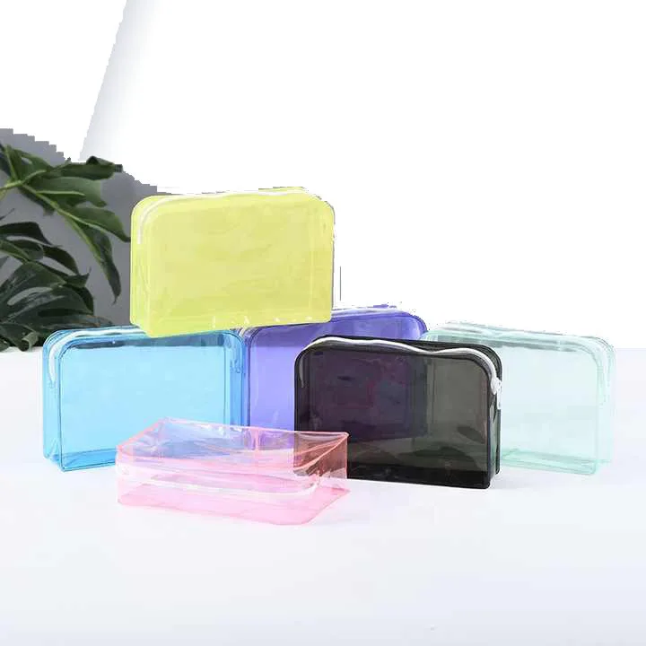 Cosmetic Pouch with Zipper Makeup Bag Packing Bagsfashion Clear Makeup Bags Transparent Logo and Size Customized Low Moq Pvc