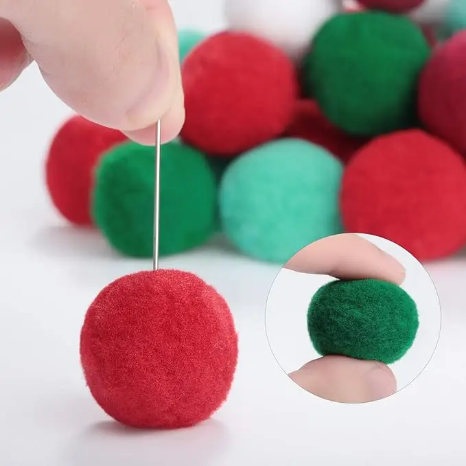 Colorful hairball string material bag  Christmas decoration magenta green and white mixed plush ball diy material pack