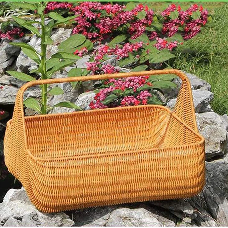Factory wholesale natural hand-woven bamboo rattan picnic baskets