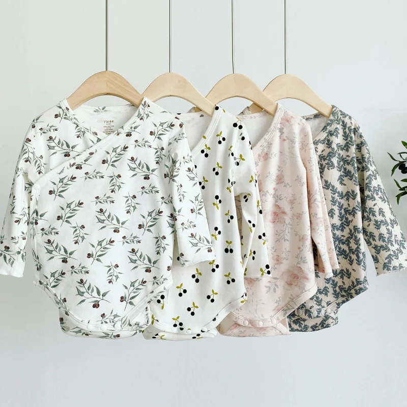 
AustinBella 2021 new arrival baby clothes wholesale boutique baby organic cotton kimono wrap bodysuit baby girls clothes 