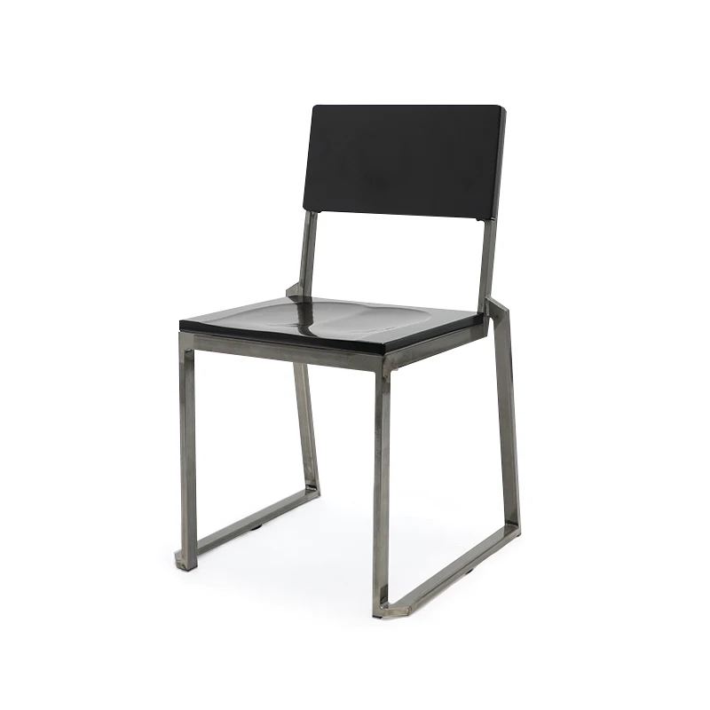 Top Quality Restaurant Metal Dining Chair with Wood Seat Stacking Industrial Metal Steel Frame Chair