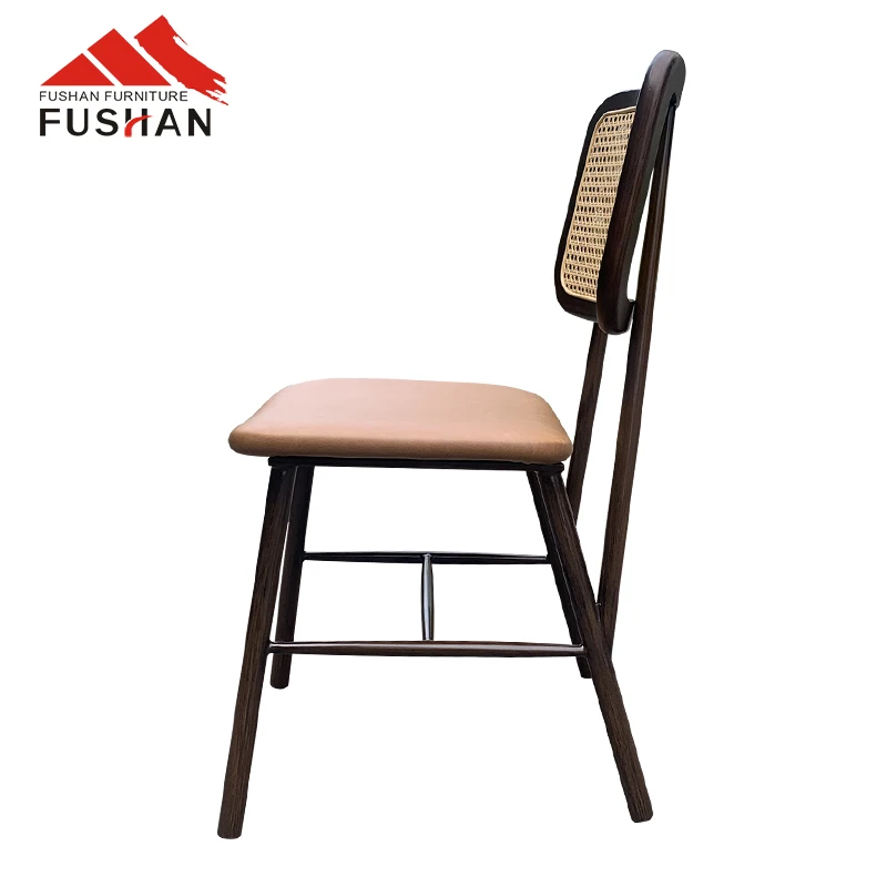 Manufacturer 2023 new design  Bistro Chairs  metal frame PE Rattan back indoor restaurant Chair