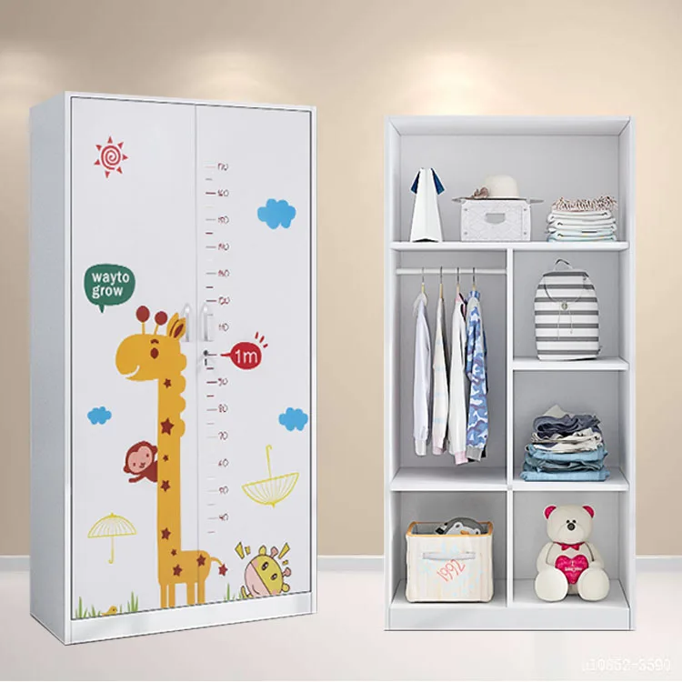 2 Door PANEL Locker Steel Metal Wardrobe Clothes Cabinet iron bedroom furniture