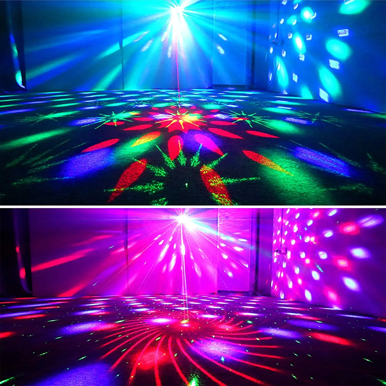 DJ Mini Stage Lights Sound Activated Remote Control RGB LED Laser Crystal Ball Light Disco Party Lighting