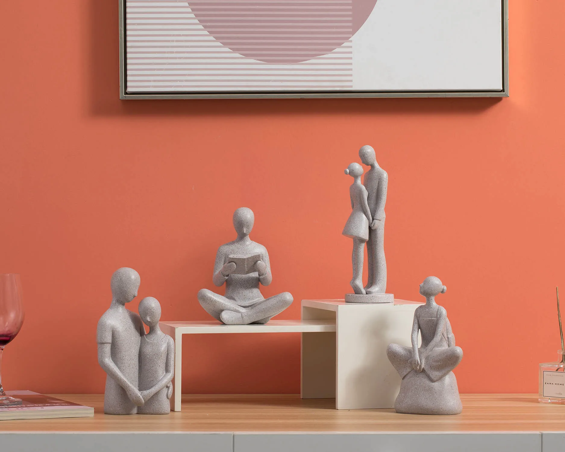 Home Decor Yoga Girl  Statues Living Room Table Ornaments Resin Crafts Abstract Figurines for Office Desktop Accessories