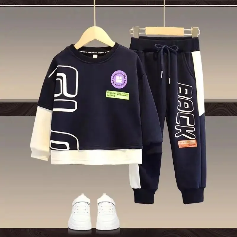 2023 boys jogging suit wholesale Sportswear leisure Sportswear children outdoor warm suit boys 2 pieces