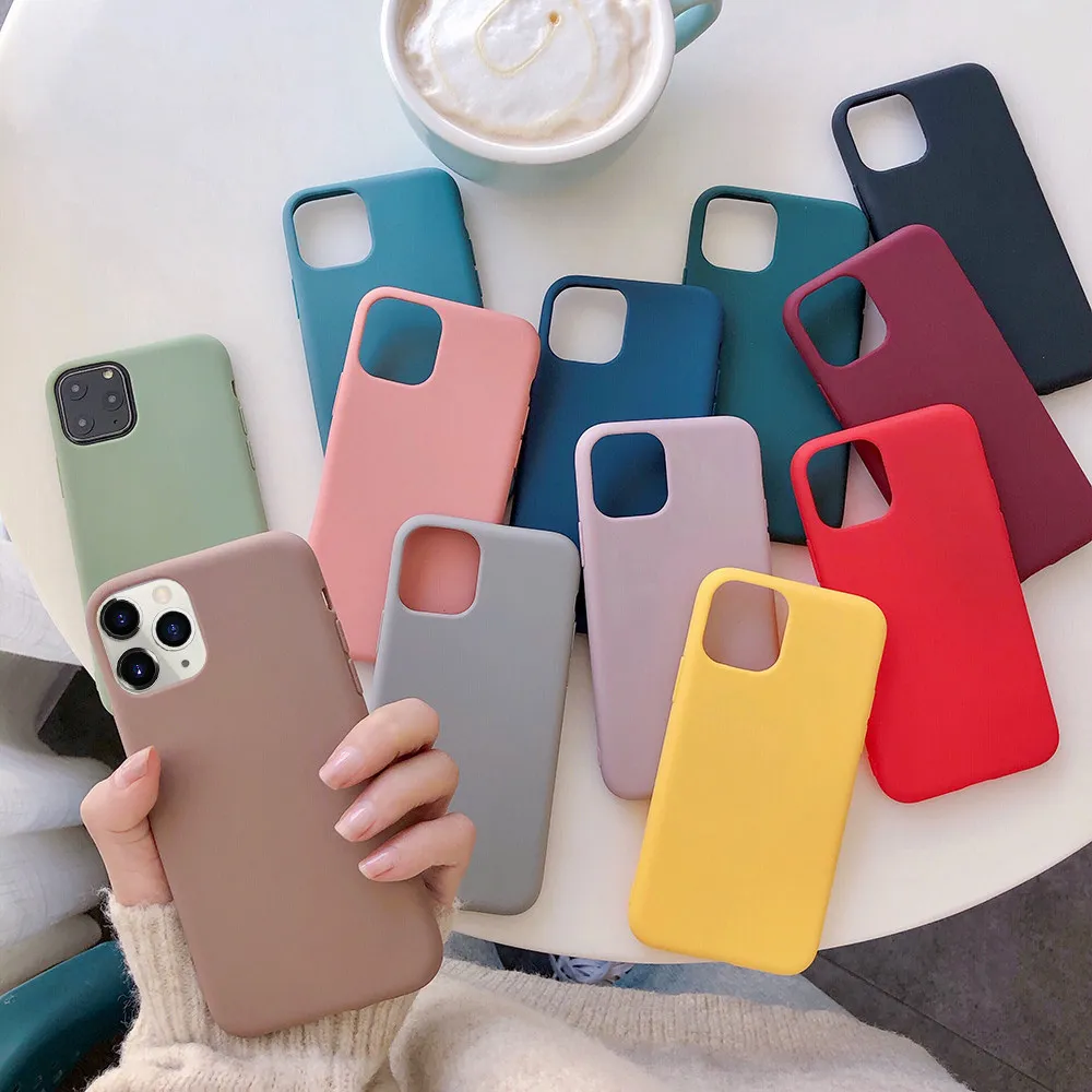 Anti Shock Proof Slim Matte Soft TPU Silicone Cover For iPhone 11 12 13Mini Pro Max Mobile Phone Case