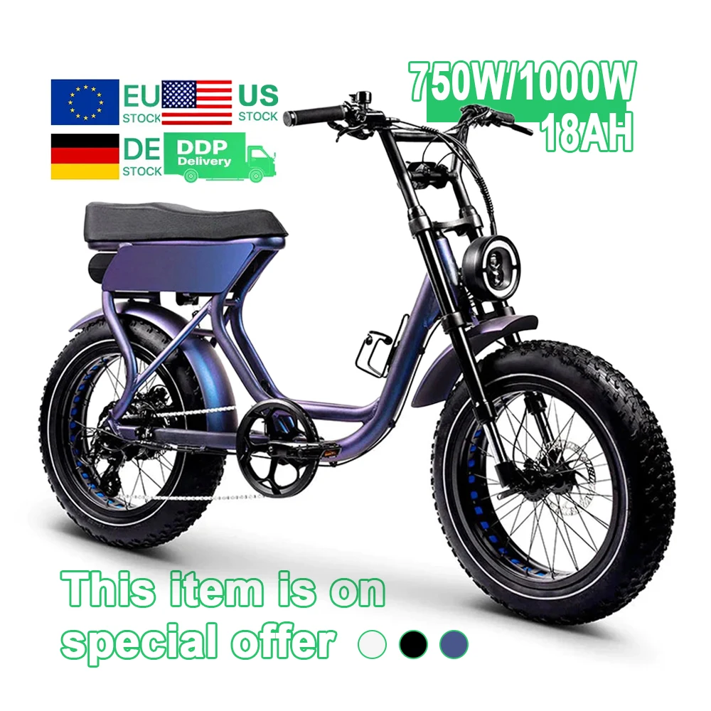 Eu/Us Ready Stock V20 Adult Fatbike 1000W 20Inch Dirt Fat Tire E-Bike 250W City Hybrid Ebike Bicycle Electric Mountain Bike