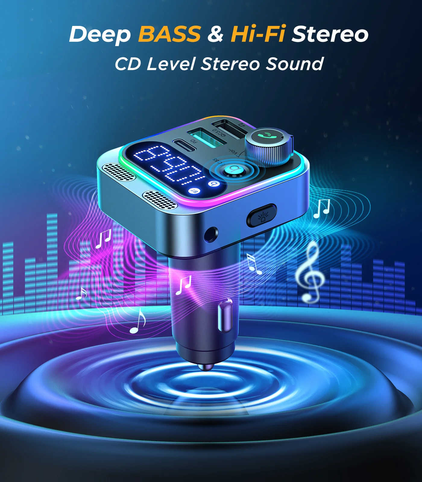 JOYROOM Pd 48w Fast Charging Usb Type C Port Wireless FM Transmitter Wireless Electric Car Adapter