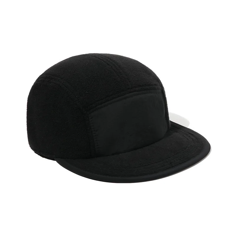 High Quality Custom blank Winter 5 Panel Fleece Camp Cap Sports Running Camper Hat Lightweight Camping Cap outdoor