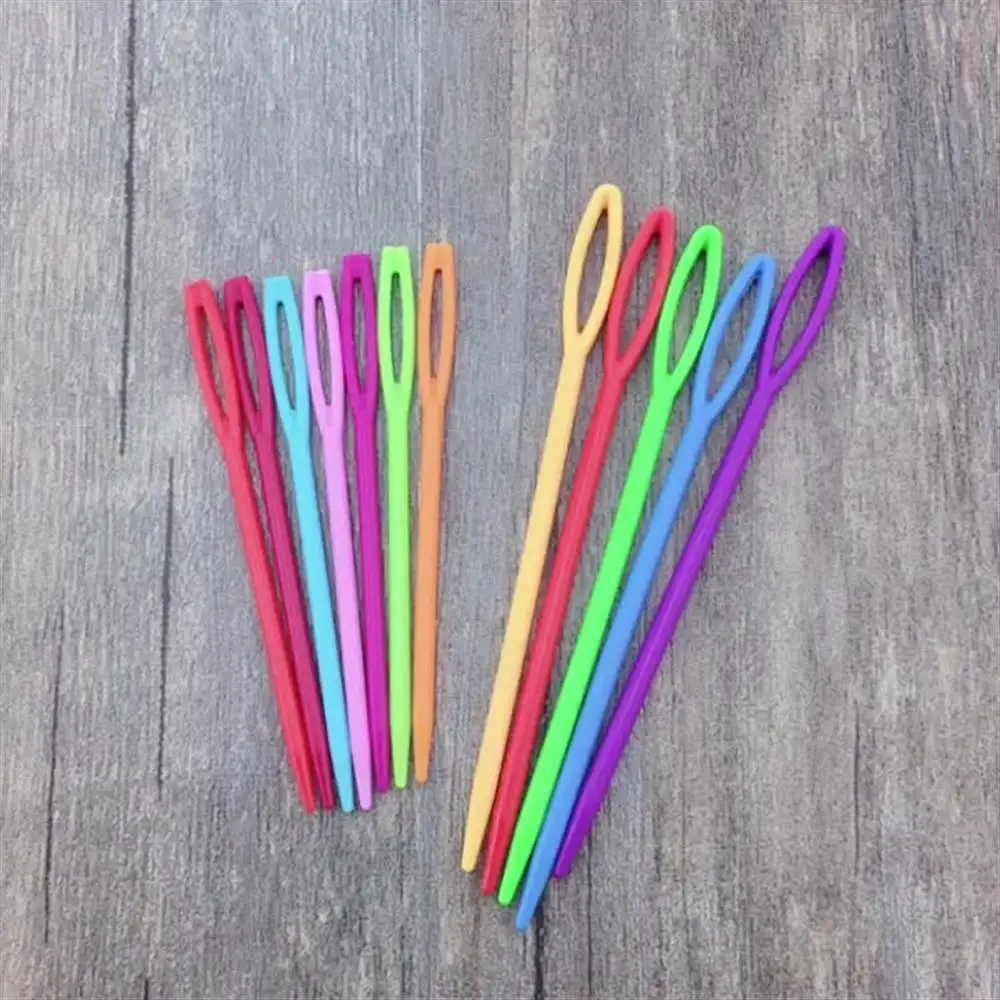 20PCs Mixed Color 7cm/9cm Plastic Knitting Needles Crochet Hooks Wool Yarn Needle Children DIY Sweater Weaving Tools Accessory