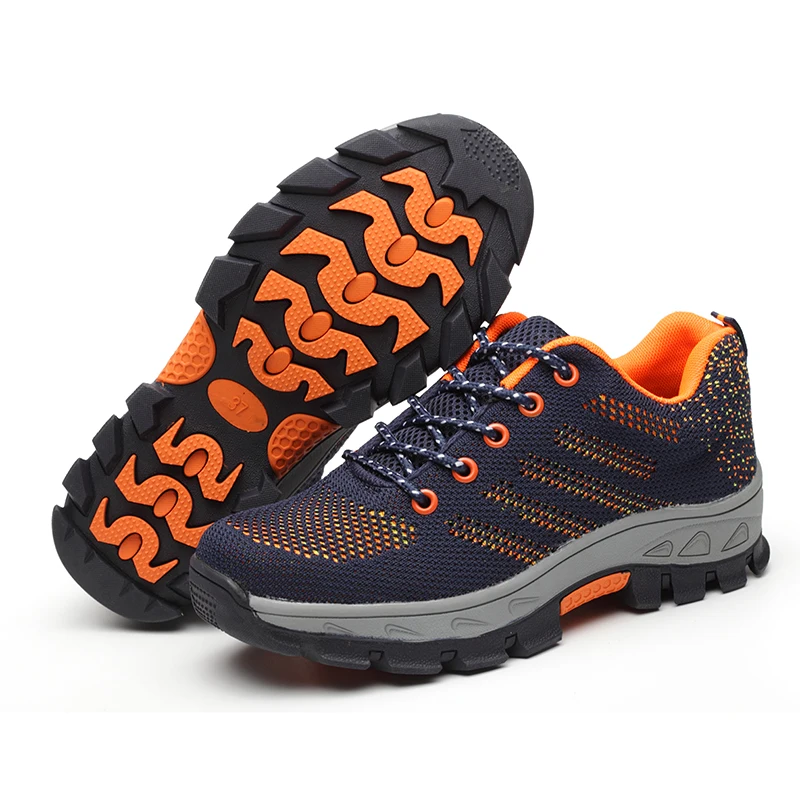 Breathable steel head anti-hit and anti-puncture stock safety shoes, industrial can be customized non-slip rubber sole work shoe
