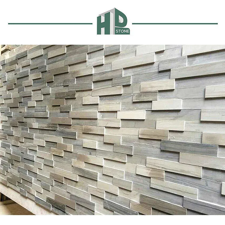 Cheap Wall Panel Natural White Wooden Marble Culture Stone for wall tiles