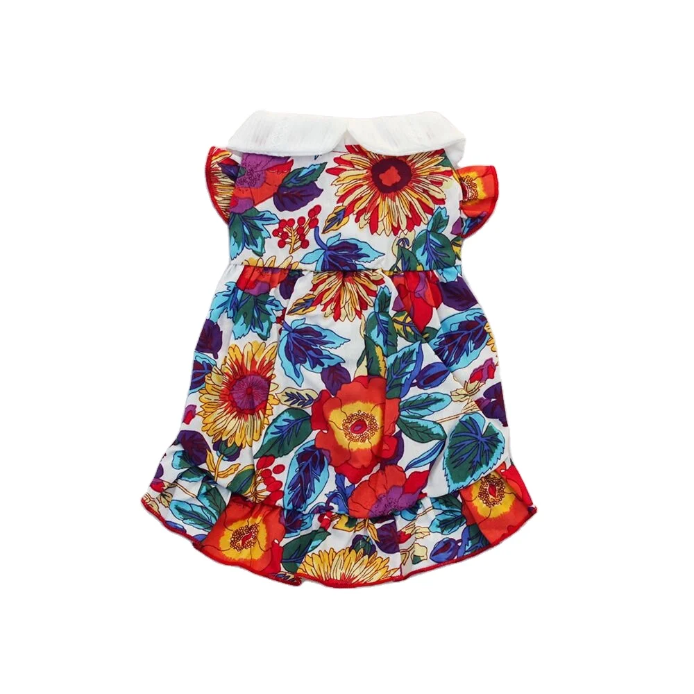 Doll Collar Floral Print Pet Dress Soft and comfortable dress for small to medium dogs and cats  pet summer clothes