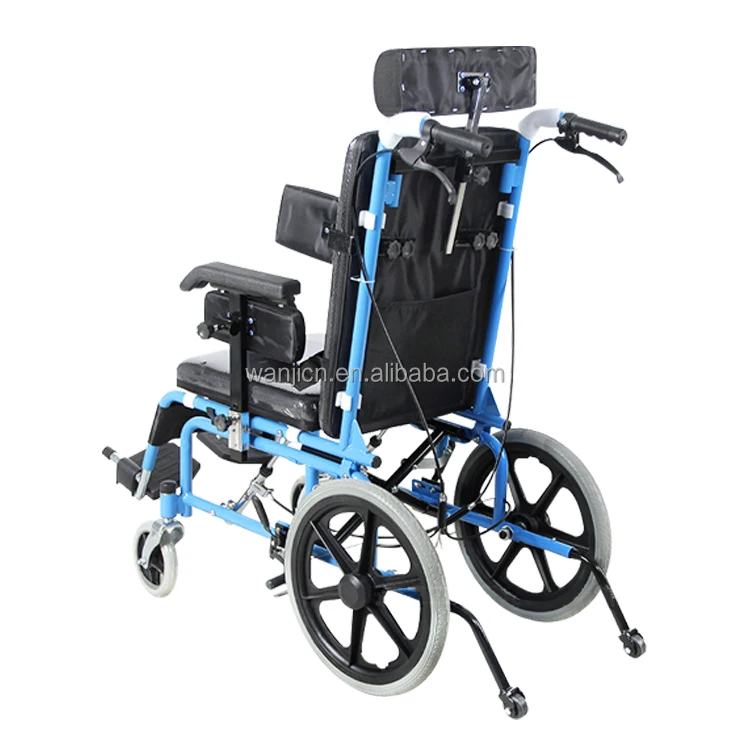 Hospital Pediatric Cerebral Palsy Children Foldable High Back Wheelchair High Back Handle Reclining Transfer Foldable Wheelchair
