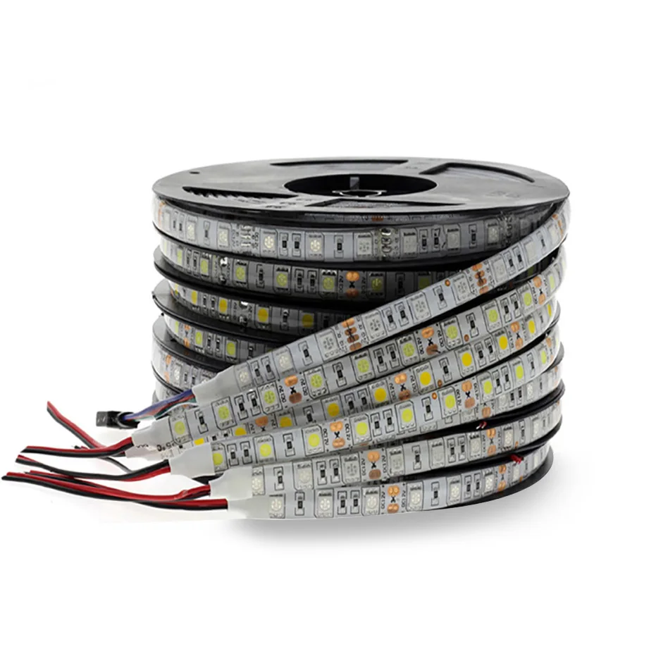 12 В 24 Светодиодная лента 5050SMD 60 светодиодов/м гибкая светодиодная 5 м/рулон белый красный синий розовый зеленый водонепроницаемая