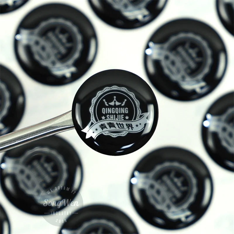 Company Logo Self Adhesive Dome Waterproof Badge Sticker Printing Clear Transparent Personalized 3D Resin Dome Stickers
